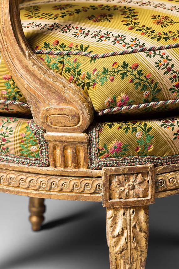 Georges  Jacob - A rare pair of Louis XVI gilt wood armchairs | MasterArt
